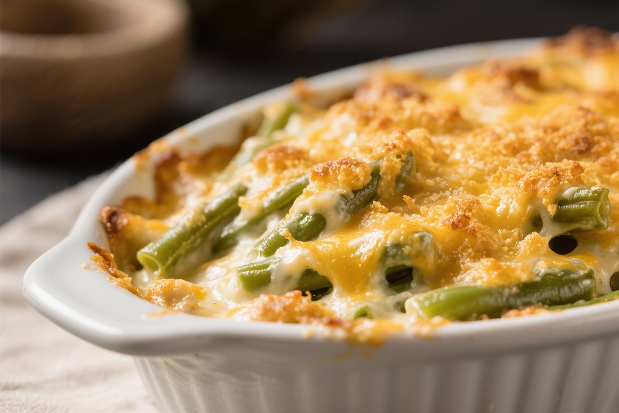 Cheesy Green Bean Casserole With Extra Creaminess and Golden Topping ...